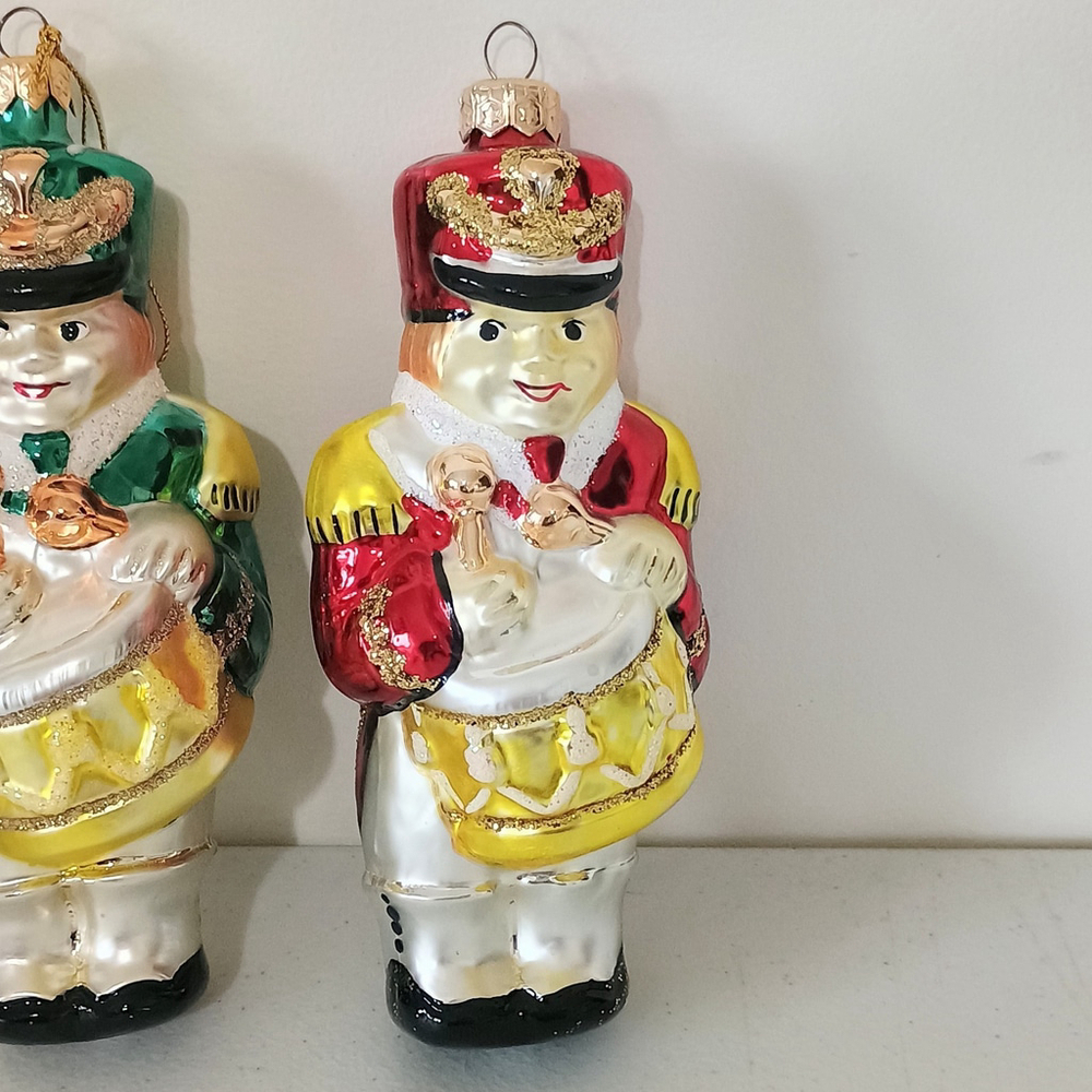 Vintage Set Of Polish Poland Blown Glass Christmas Ornaments Drummer Boys - Picture 3 of 10